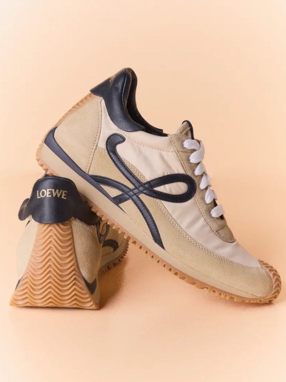 Loewe Flow Runner Suede and Leather Sneakers - Beige - Picture 2 of 14